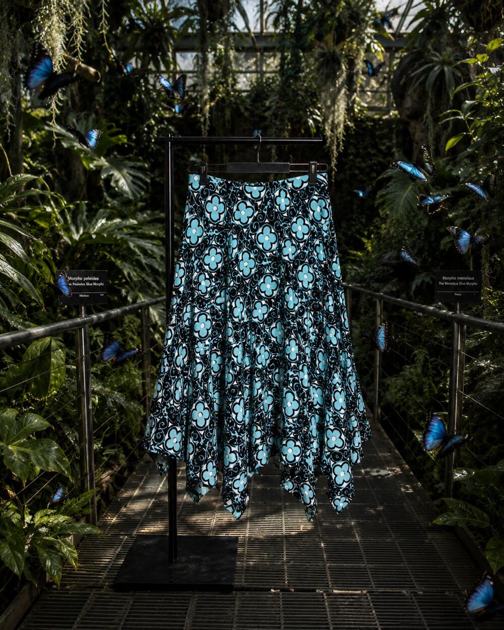 Cato Blue Black Floral Handkerchief Hem Midi Skirt Large